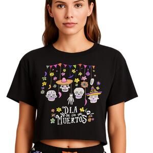 Social Culture Día de los Muertos Crop Tee – Size M (New)